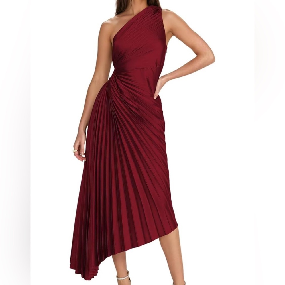 Elegant One-Shoulder Red Dress 10 NWT
